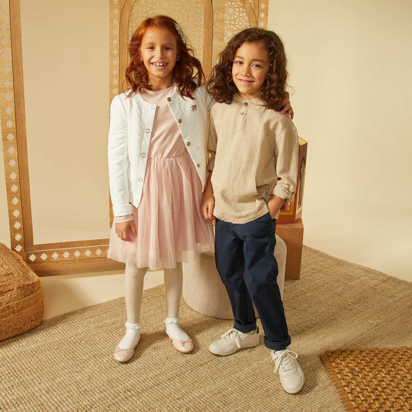 Chemise rayée à capuche BEIGE