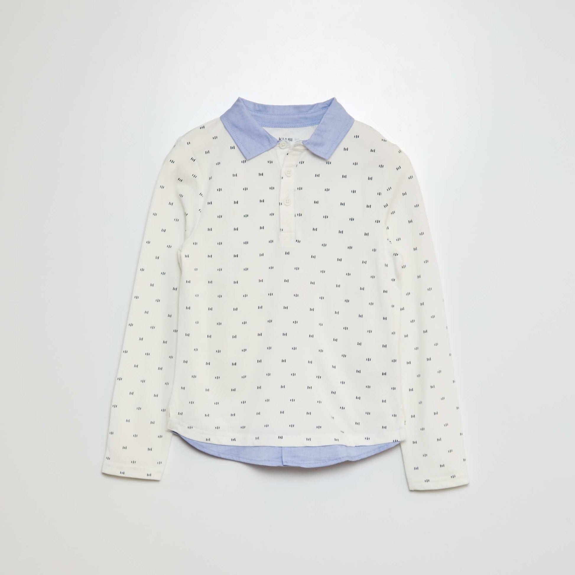 Polo en piqué de coton effet 2 en 1 Blanc