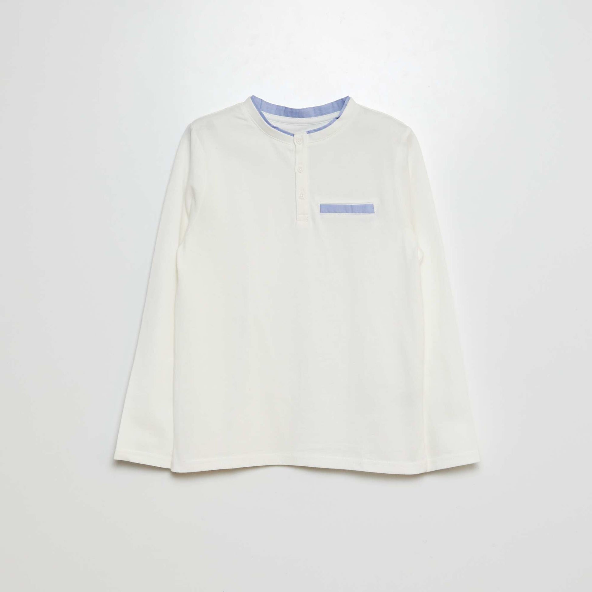 T-shirt en maille piquée col tunisien blanc