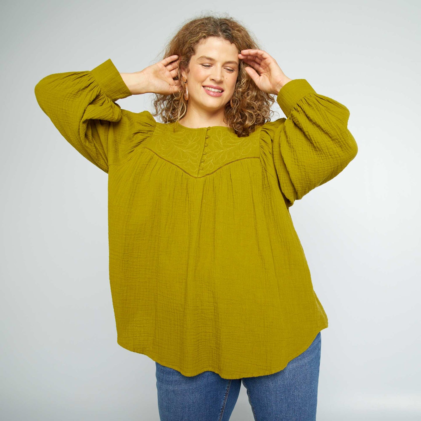 Blouse en gaze de coton Vert