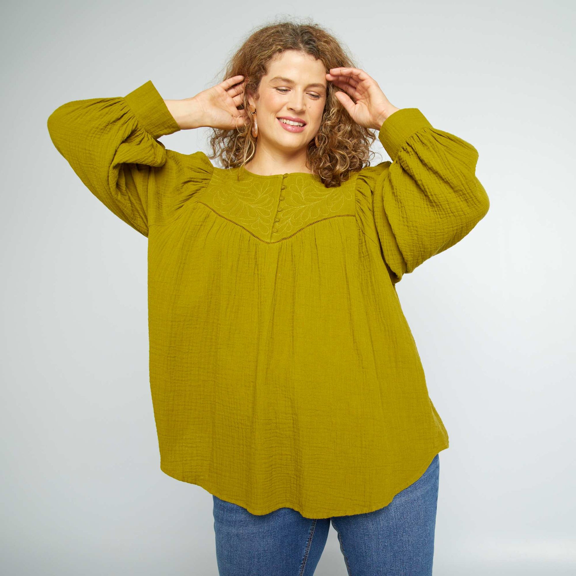 Blouse en gaze de coton Vert