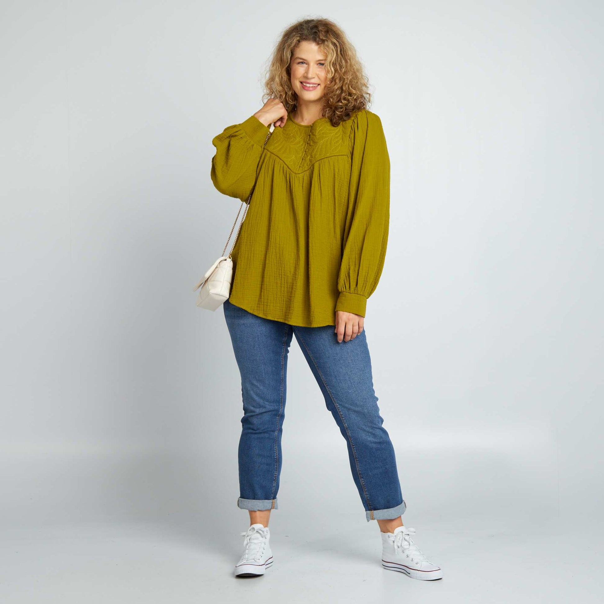 Blouse en gaze de coton Vert