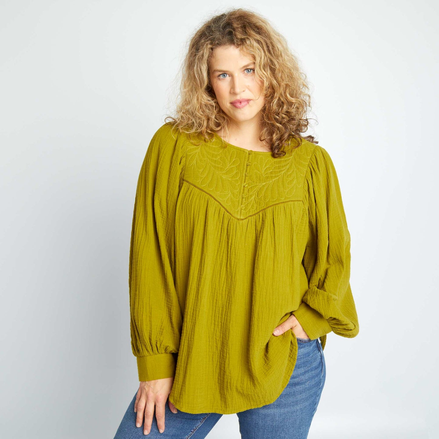 Blouse en gaze de coton Vert