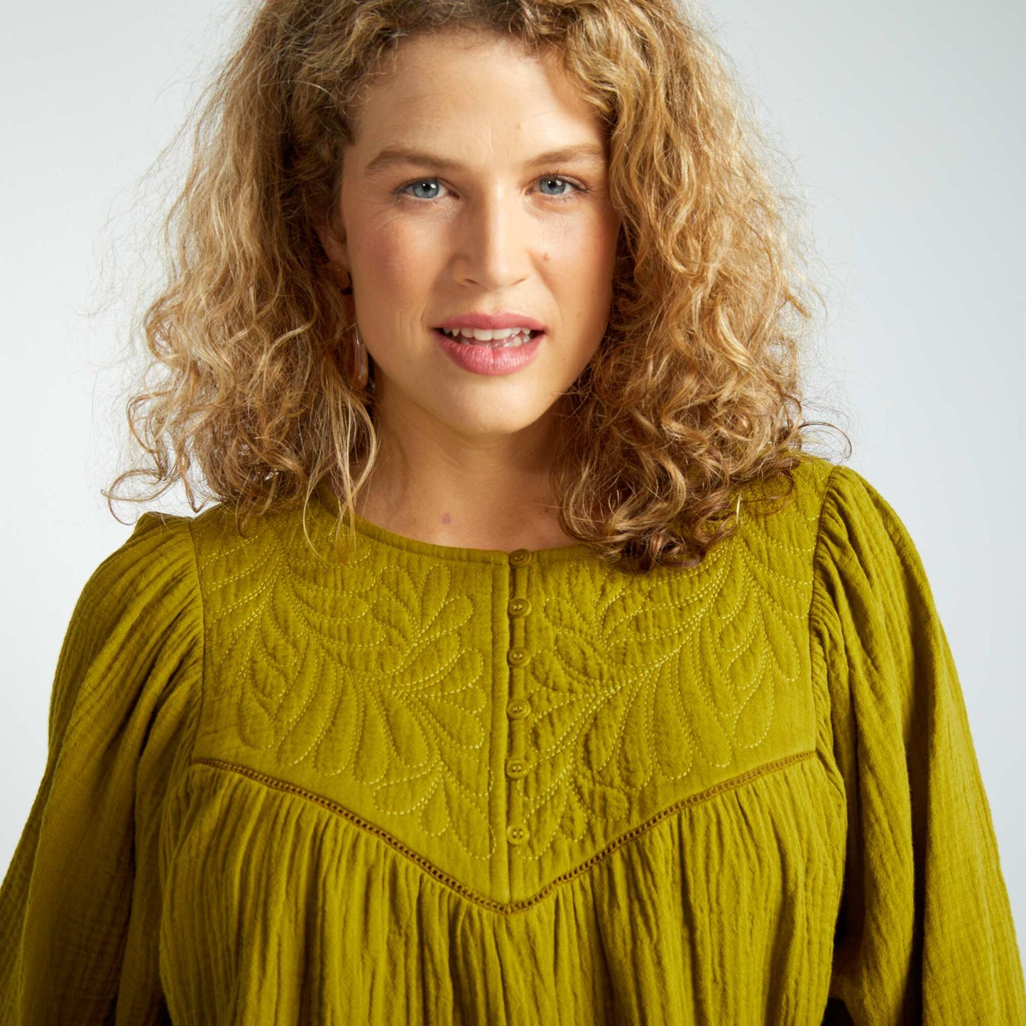 Blouse en gaze de coton Vert