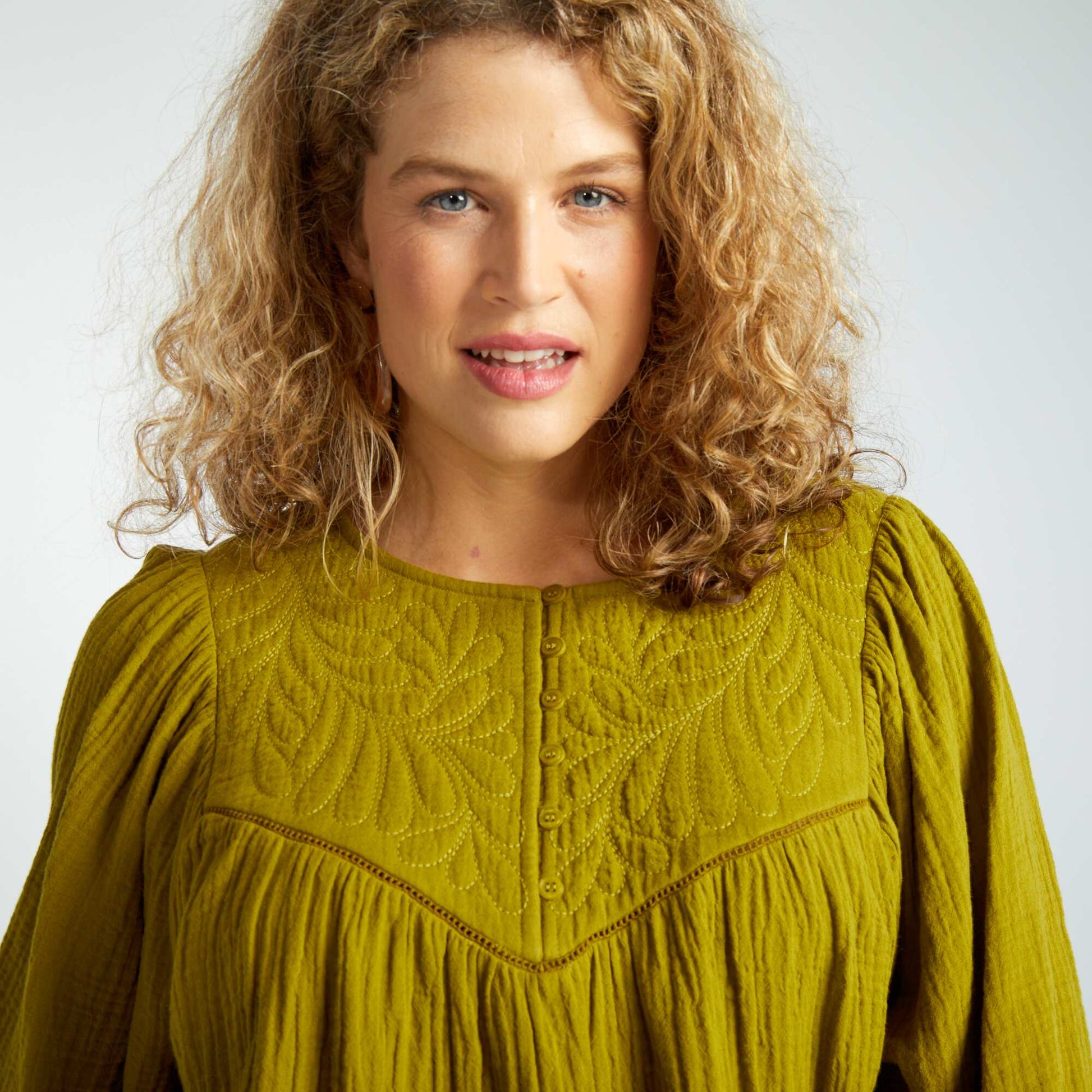 Blouse en gaze de coton Vert