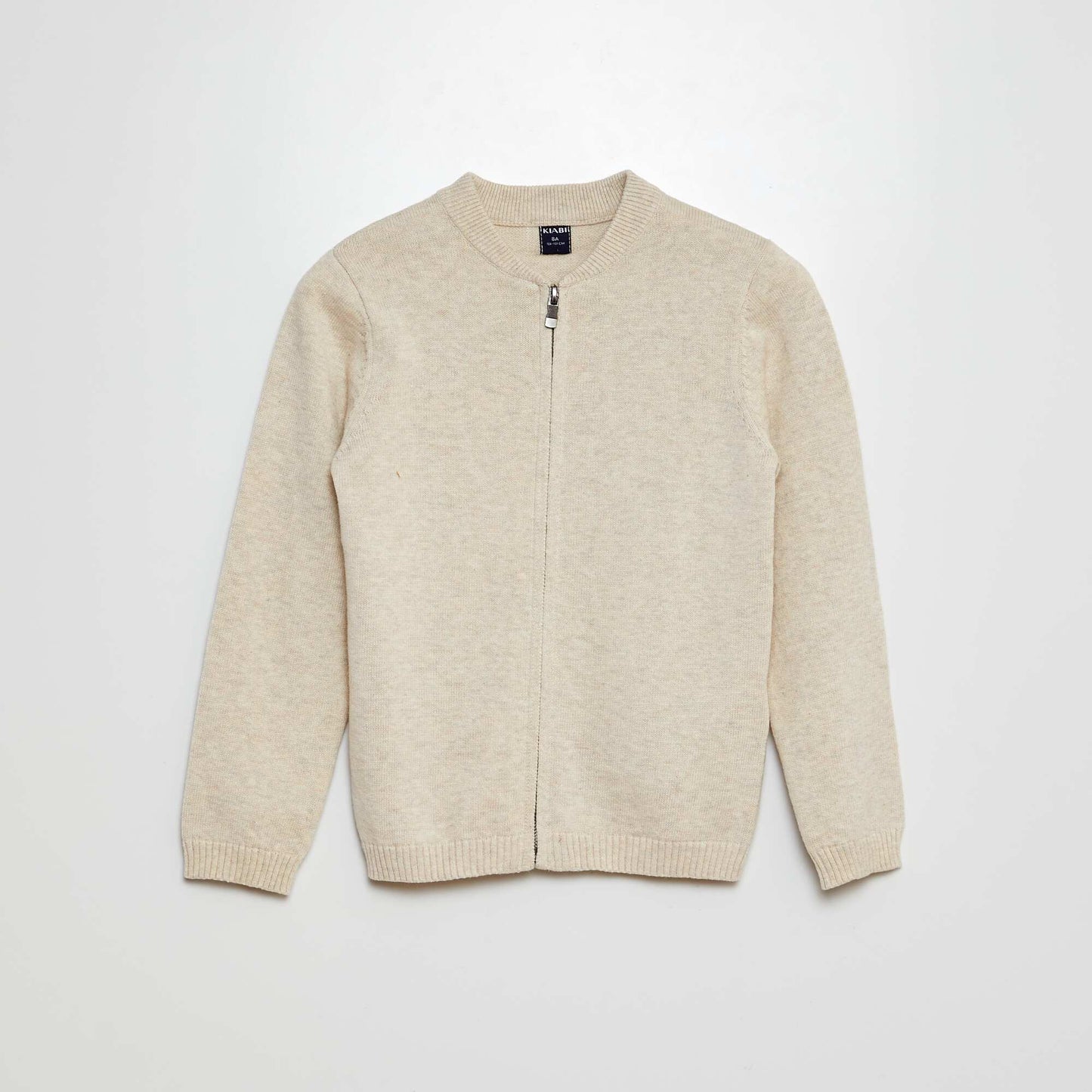 Gilet zippé en maille fine jauge Beige