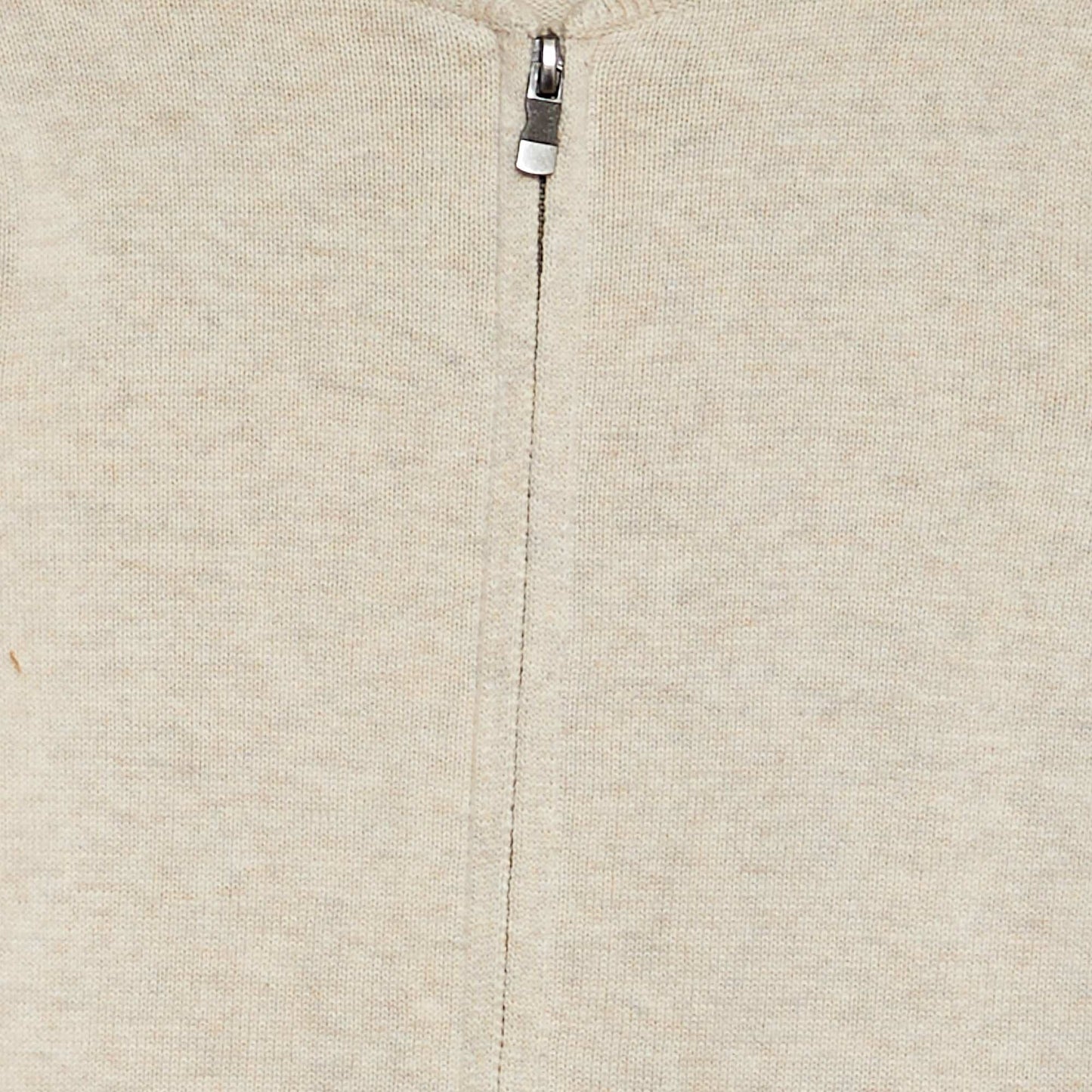 Gilet zippé en maille fine jauge Beige