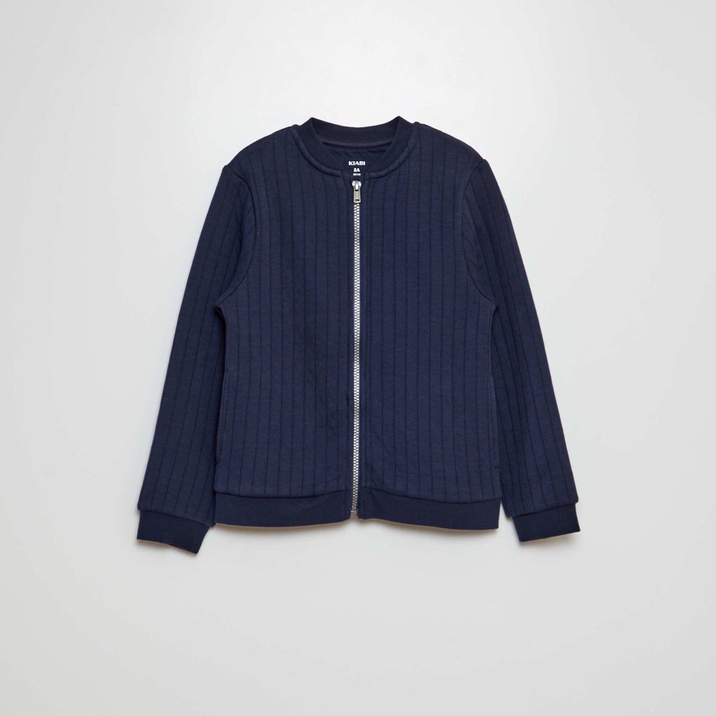Gilet zippée avec larges côtes Bleu