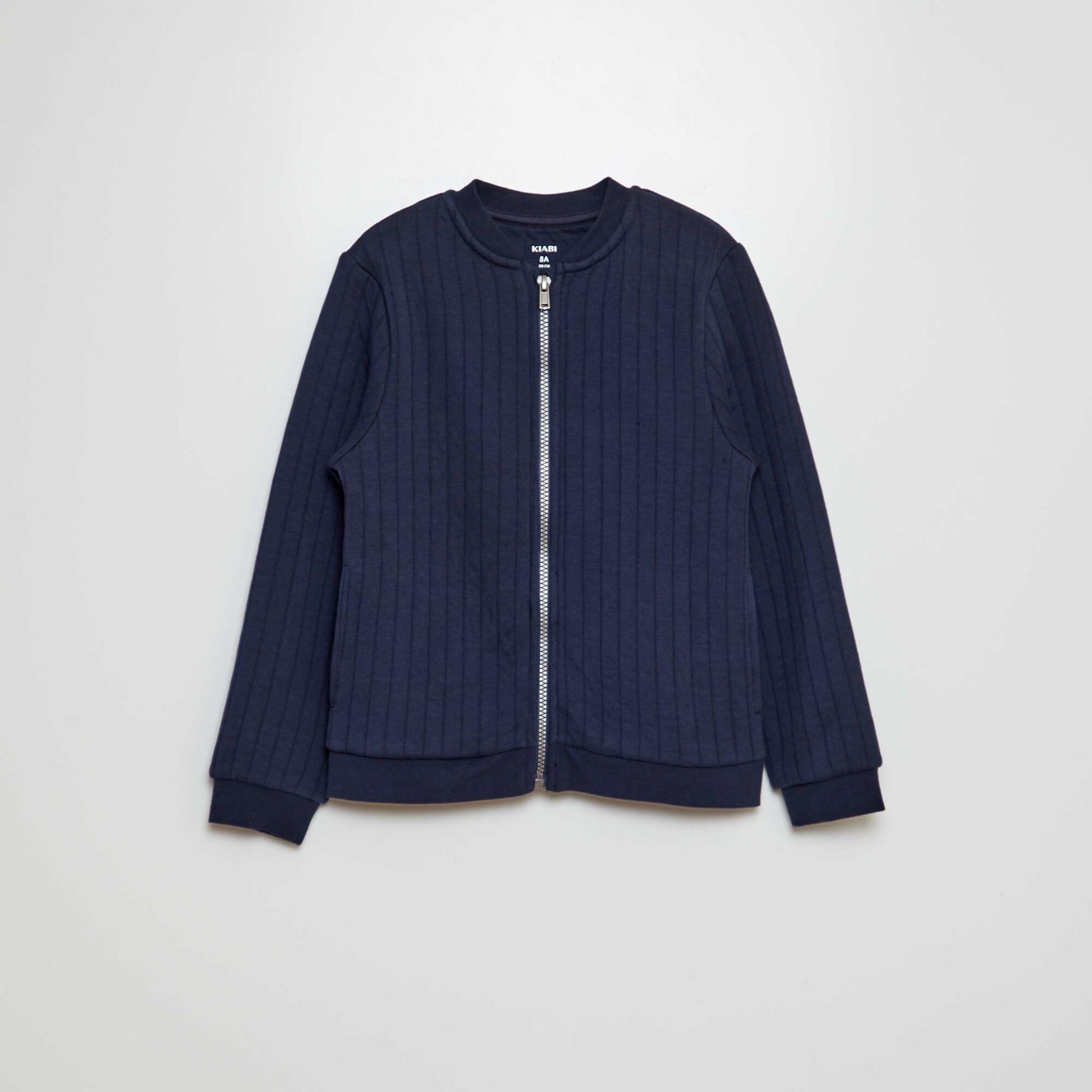 Gilet zippée avec larges côtes Bleu