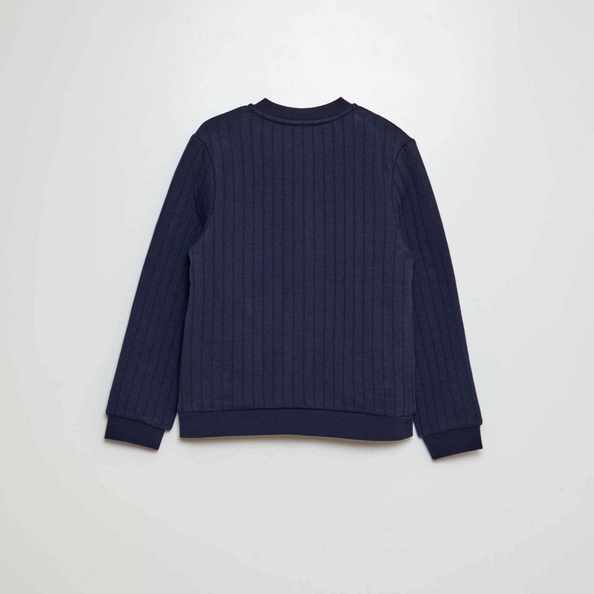Gilet zippée avec larges côtes Bleu