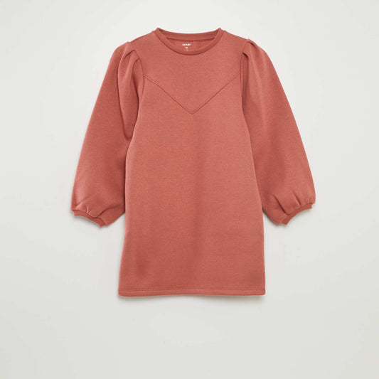 Robe sweat en molleton uni Vieux rose