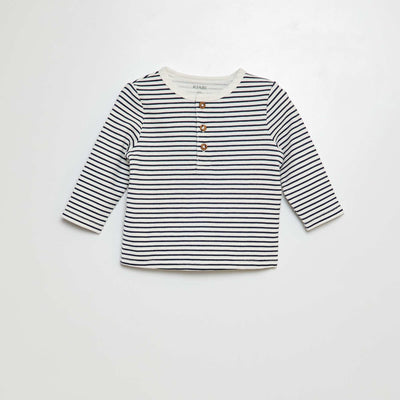 T-shirt col tunisien BLANC