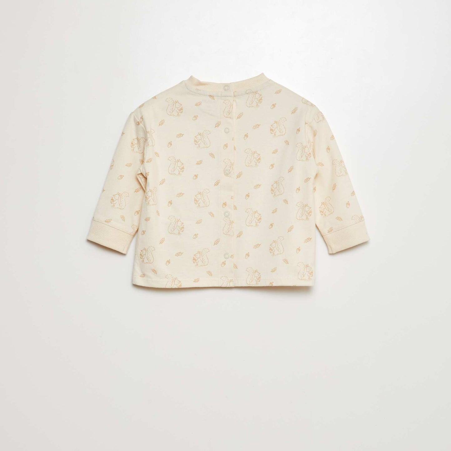 T-shirt à motif avec ouverture entièrement pressionnée Beige