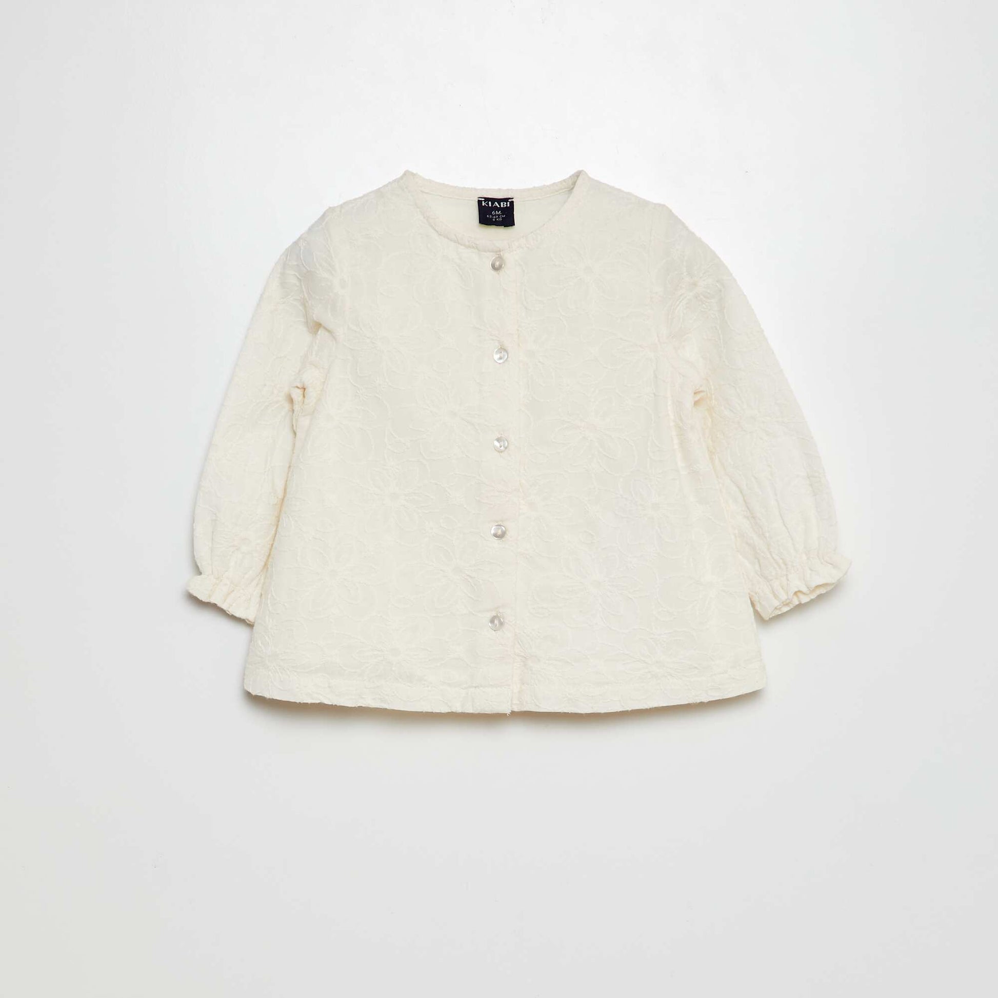 Blouse en broderies anglaises et voile de coton Blanc