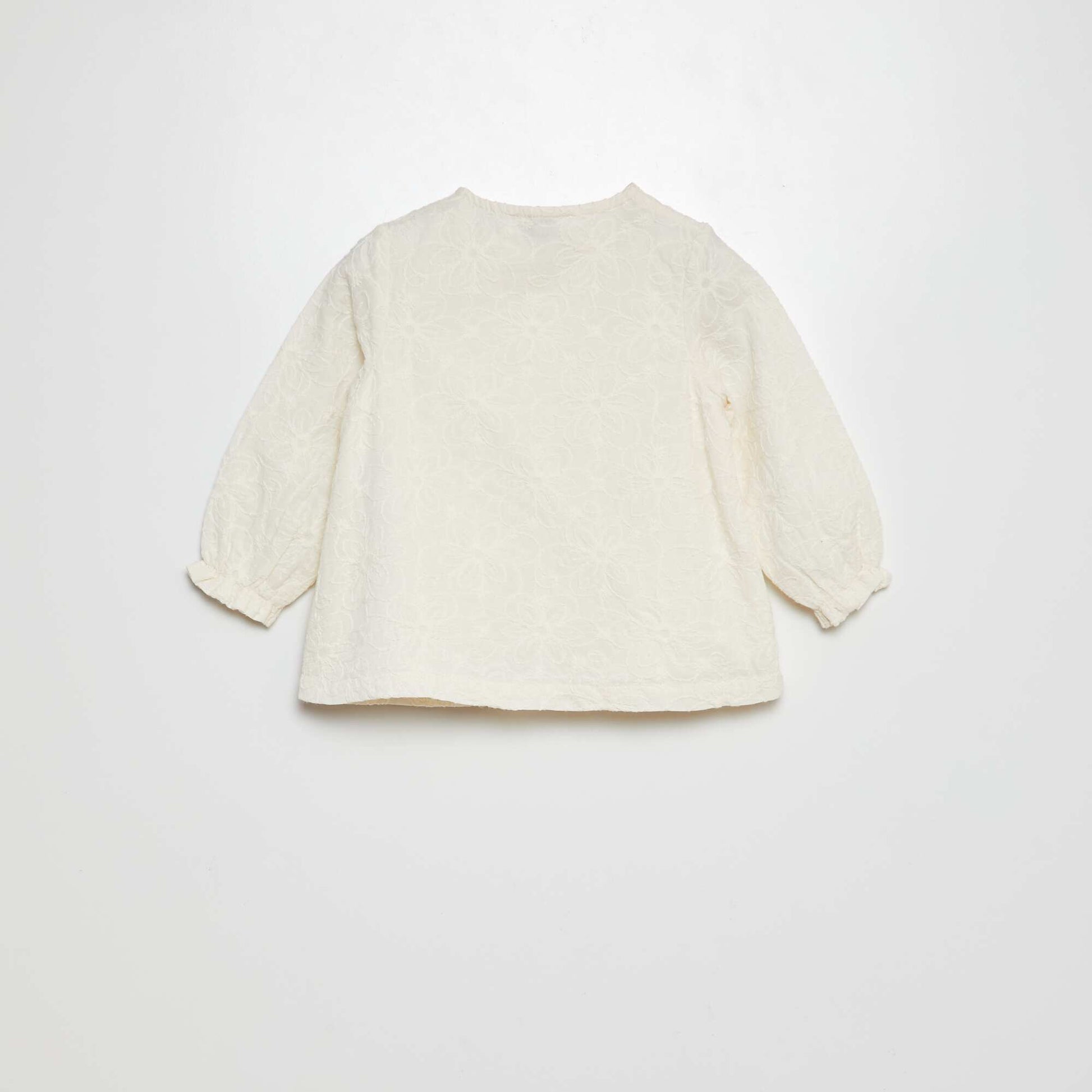 Blouse en broderies anglaises et voile de coton Blanc