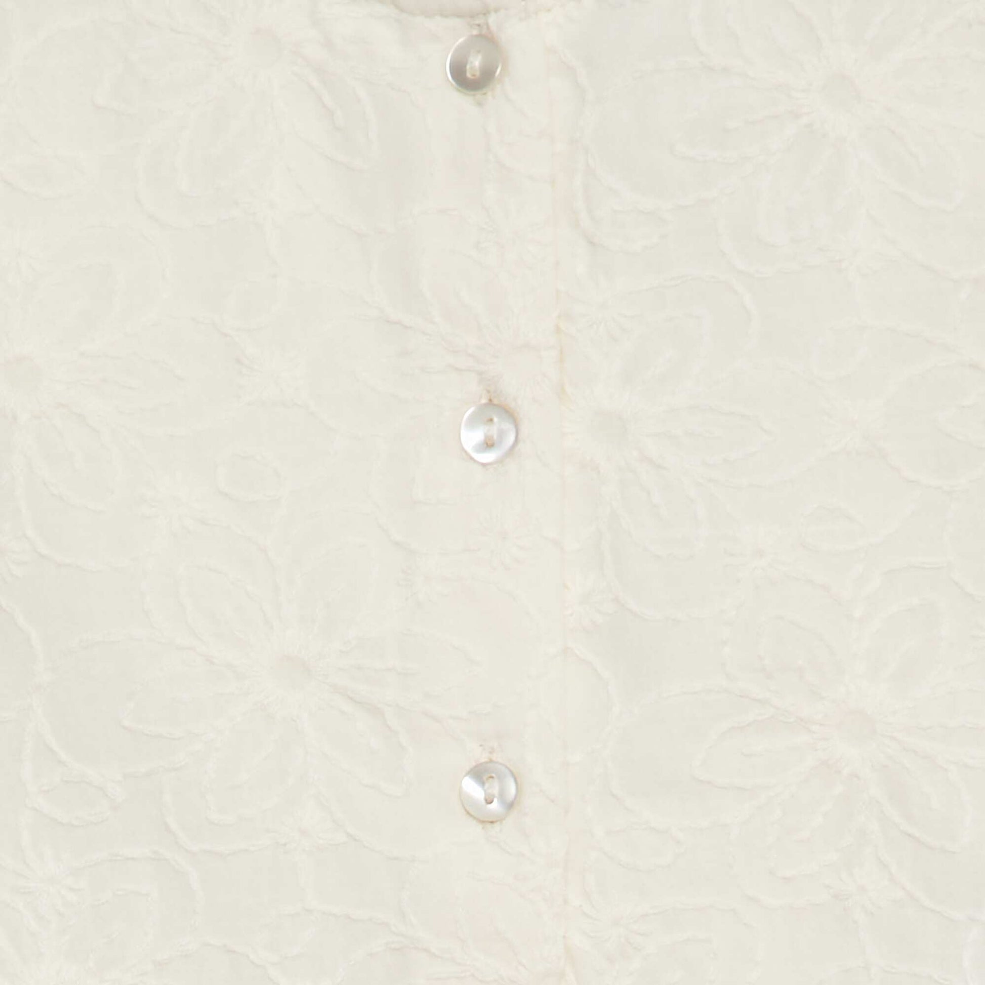 Blouse en broderies anglaises et voile de coton Blanc