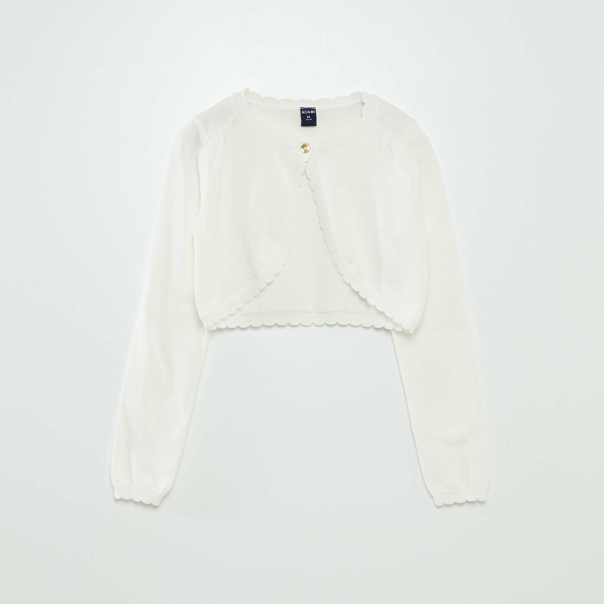 Gilet en maille fantaisie 1 bouton blanc