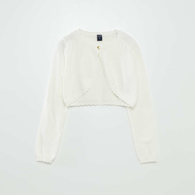 Gilet en maille fantaisie 1 bouton blanc