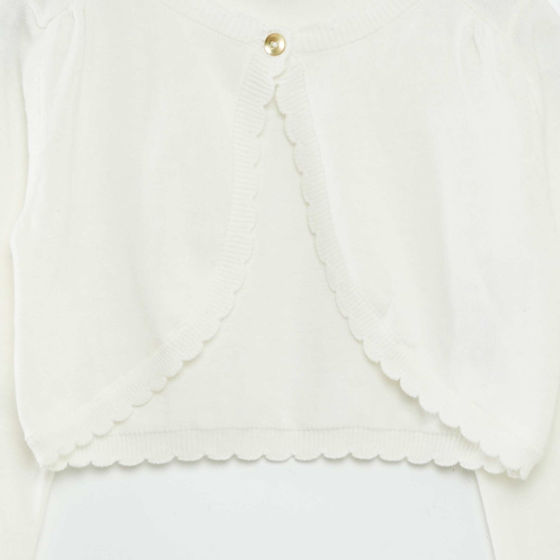 Gilet en maille fantaisie 1 bouton blanc