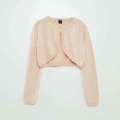 Gilet en maille fantaisie 1 bouton ROSE