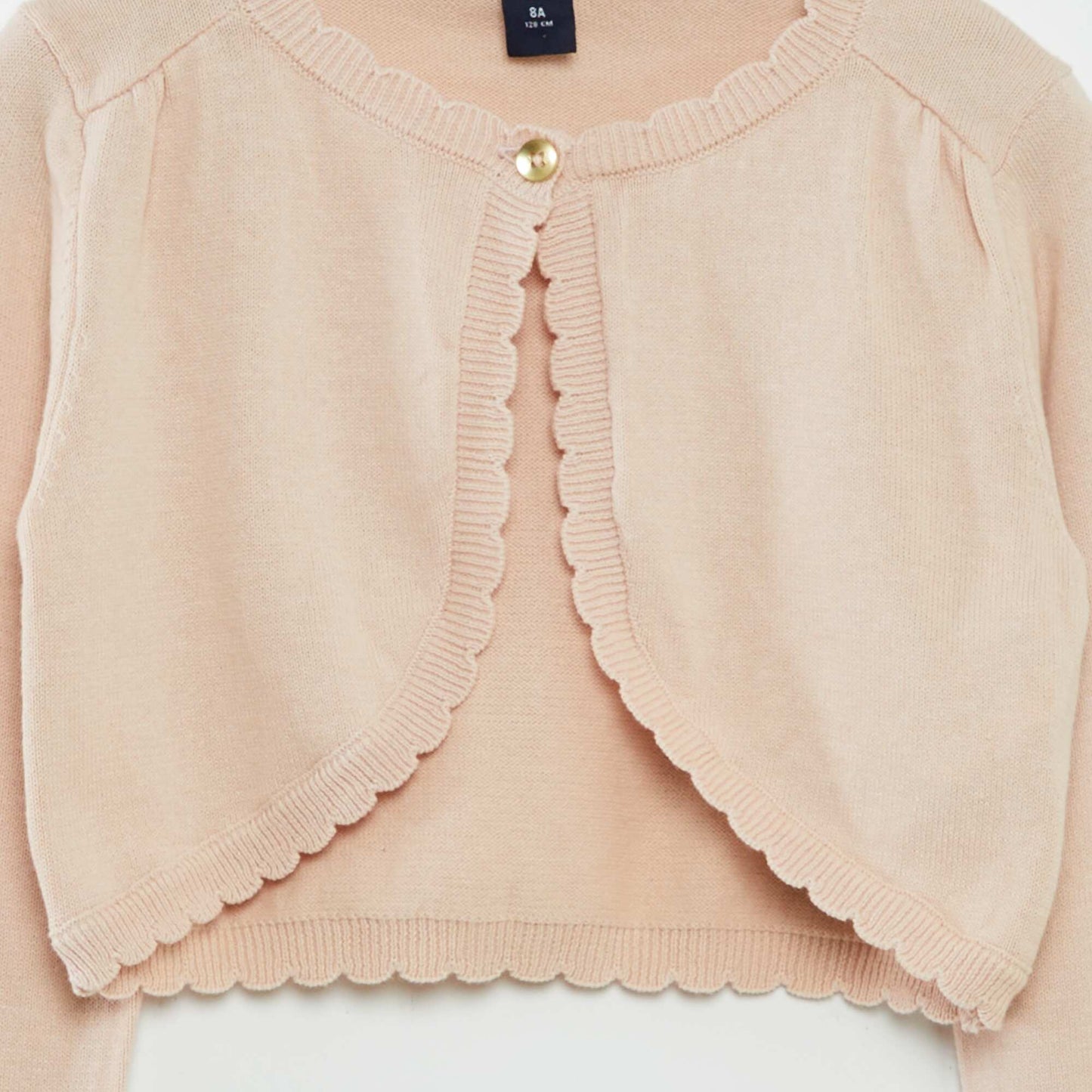 Gilet en maille fantaisie 1 bouton ROSE