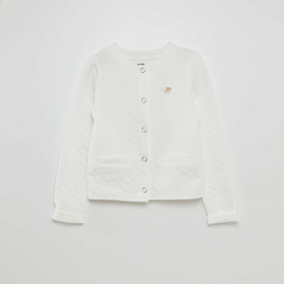 Gilet effet matelassé avec broderie poitrine Blanc