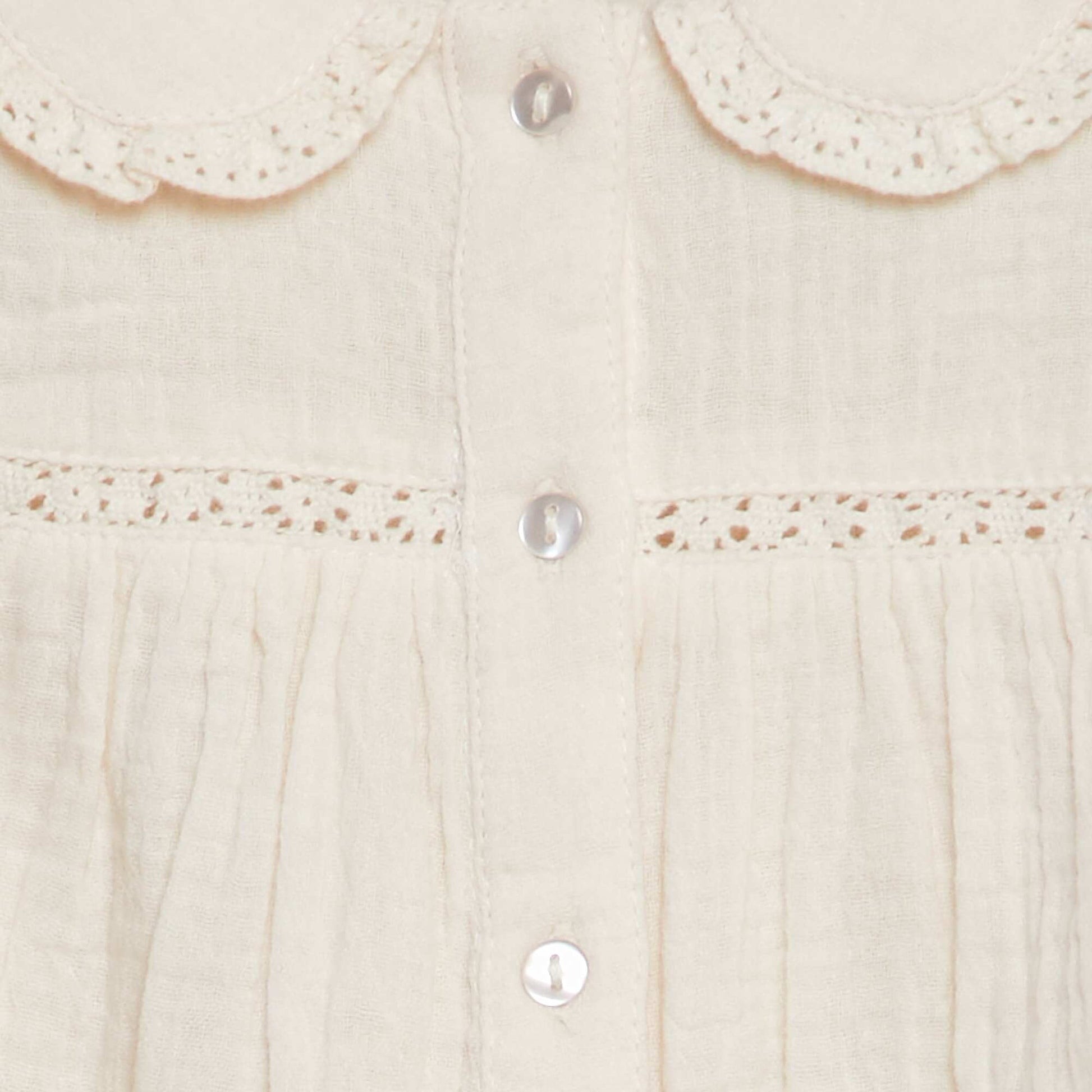 Chemise en double gaze de coton avec col claudine Blanc