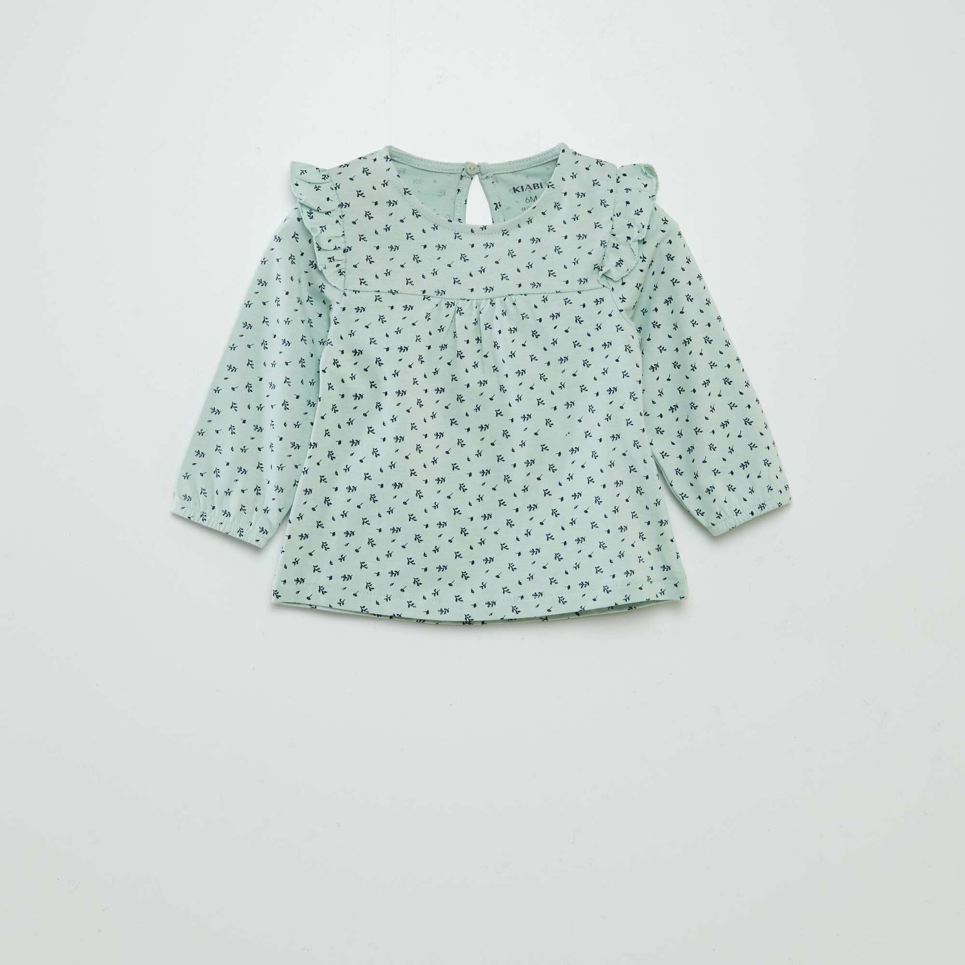 Blouse à motif avec volants aux épaules Blanc