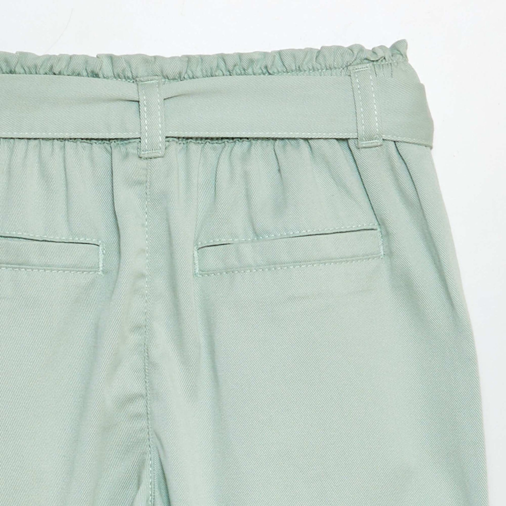 Pantalon fluide volanté avec ceinture à nouer bleu