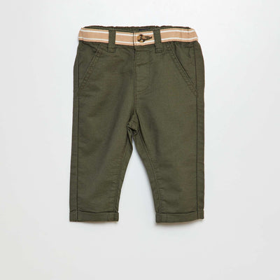 Pantalon chino en coton Kaki