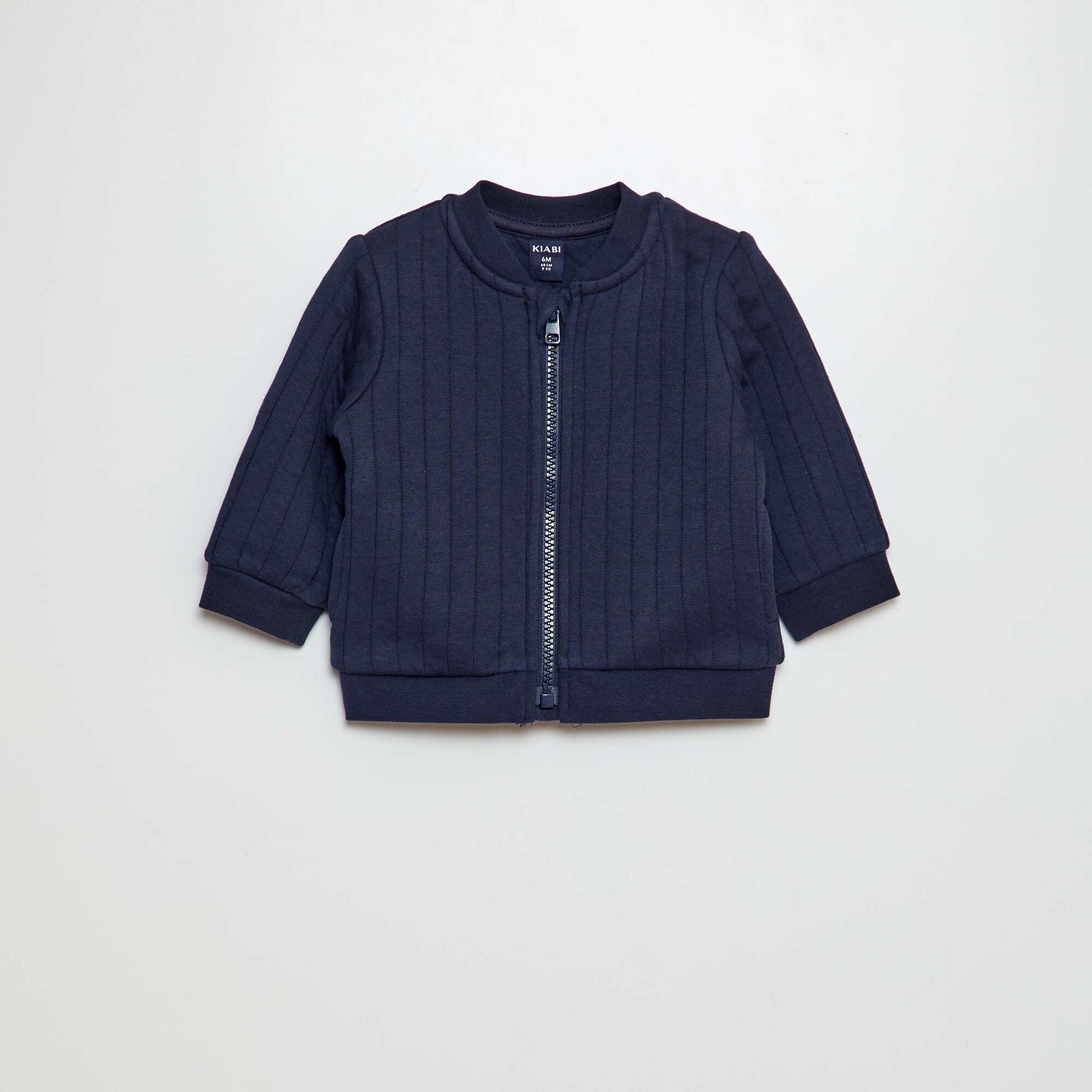 Sweat zippé effet côtelé Bleu