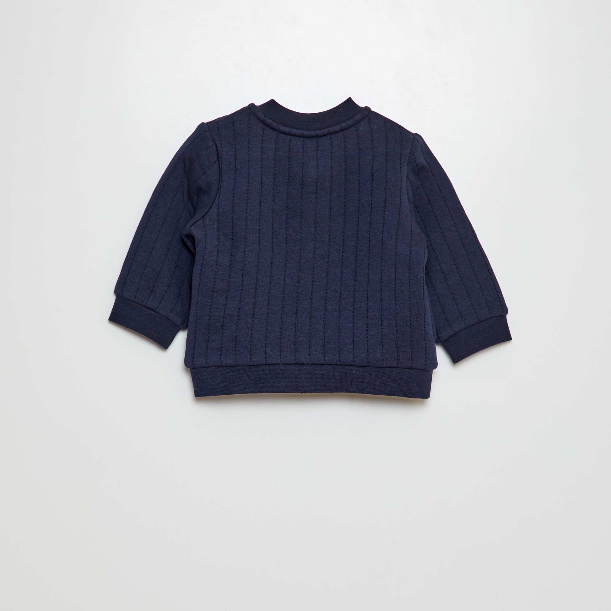 Sweat zippé effet côtelé Bleu