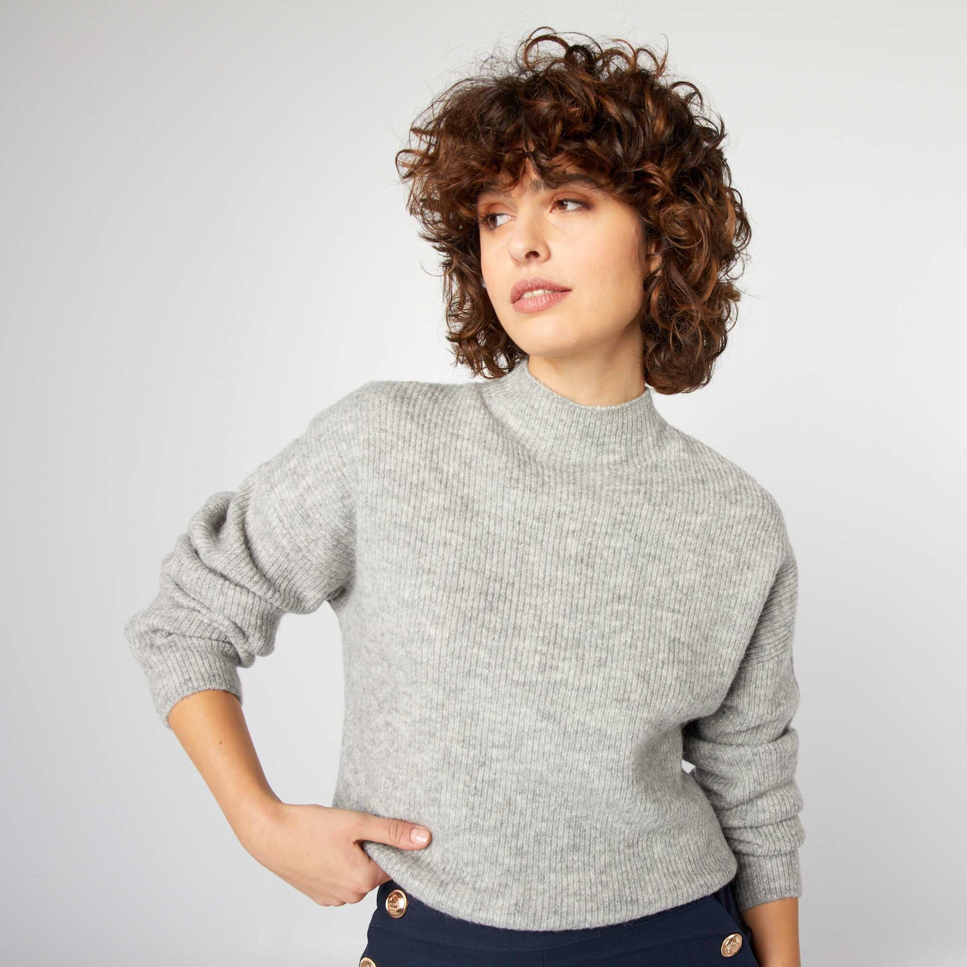 Pull en laine mélangée Gris