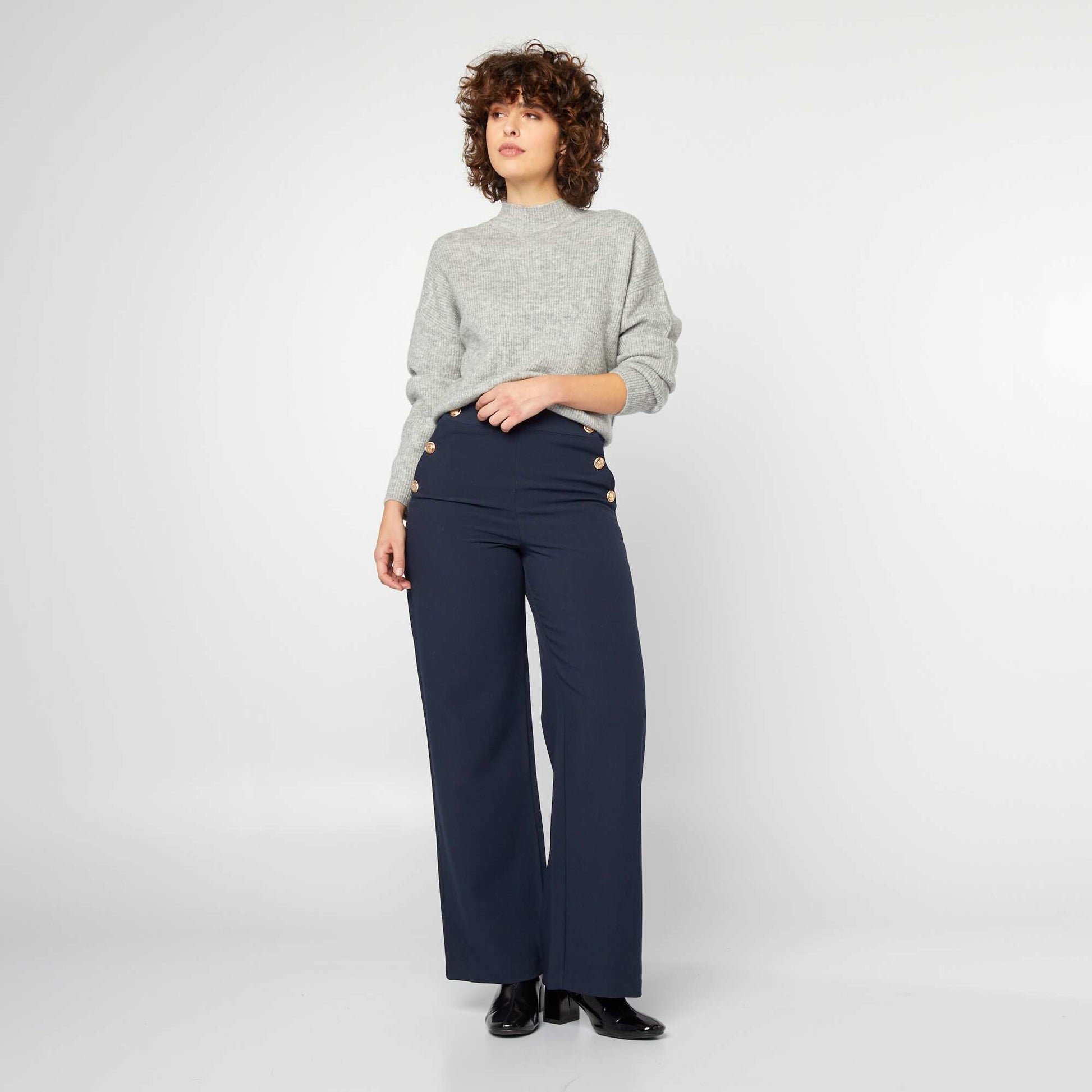 Pull en laine mélangée Gris