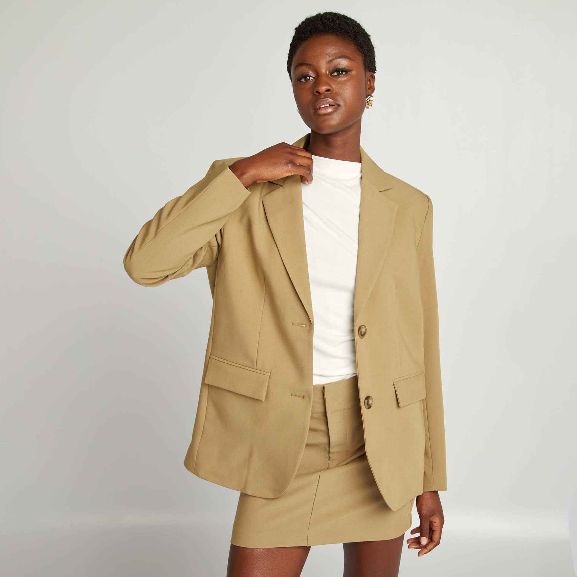 Blazer avec col à revers Beige