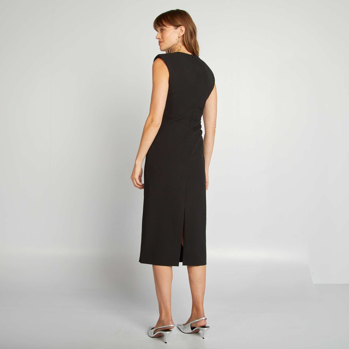 Robe longue drap e avec paulettes noir