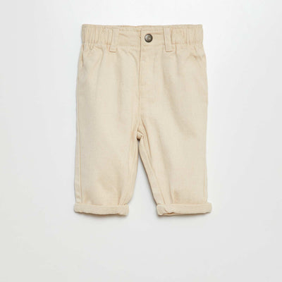 Pantalon en twill paperbag Ecru