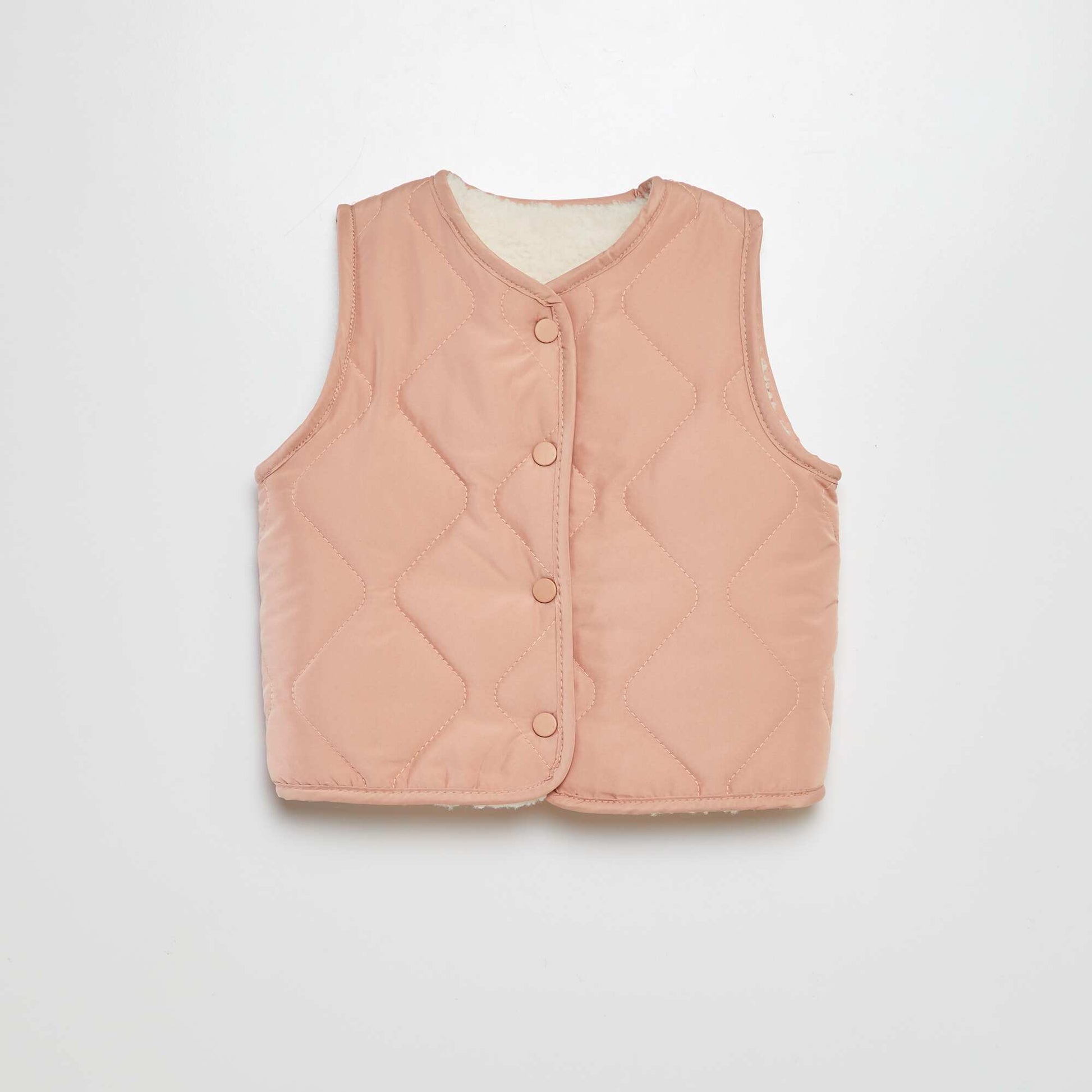 Doudoune sans manches doublure effet moutonné Rose