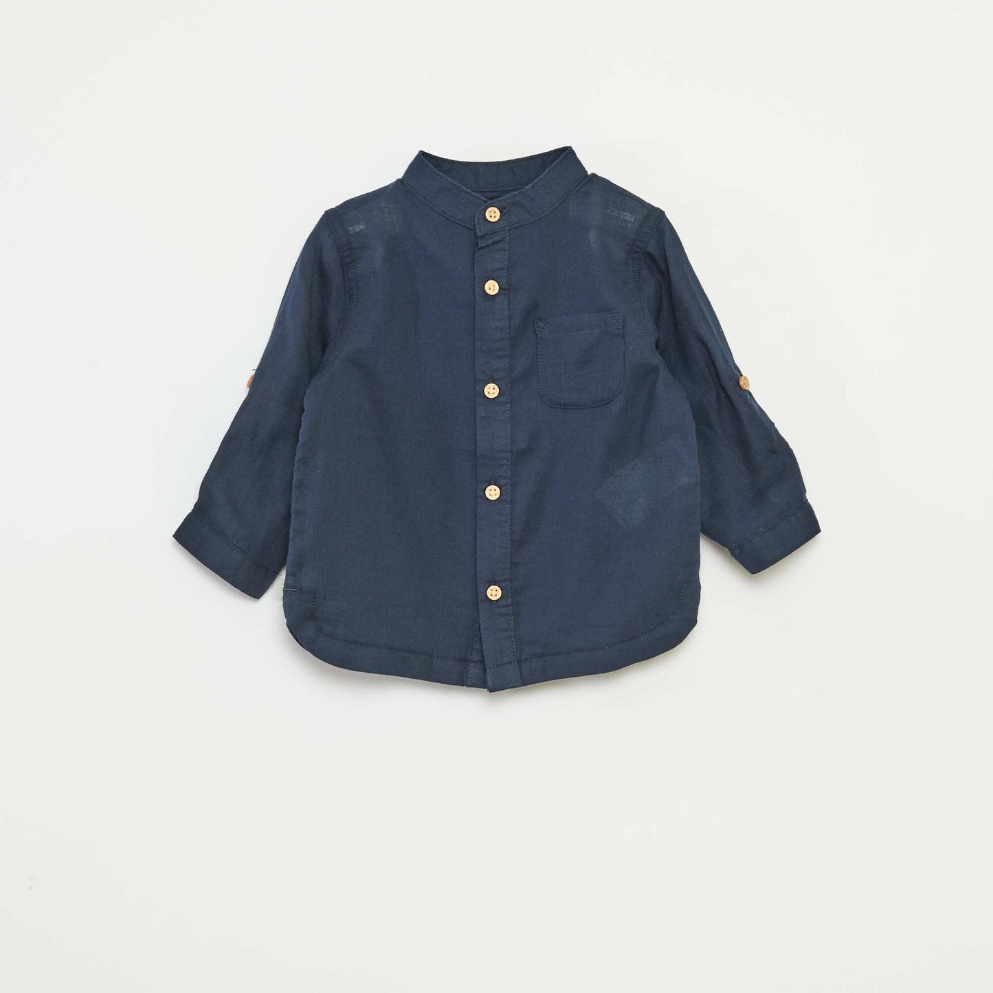 Chemise matière légère col mao BLEU