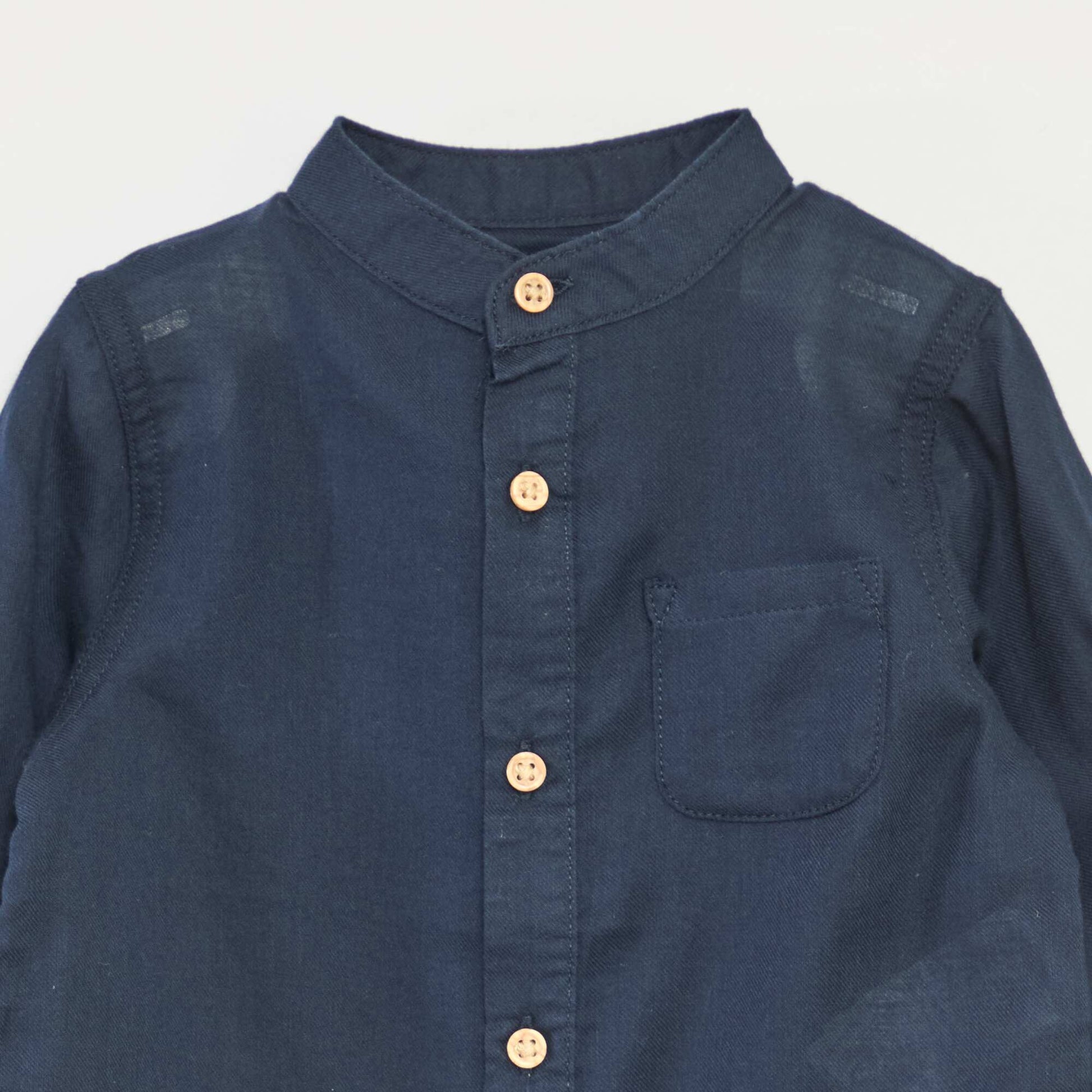 Chemise matière légère col mao BLEU