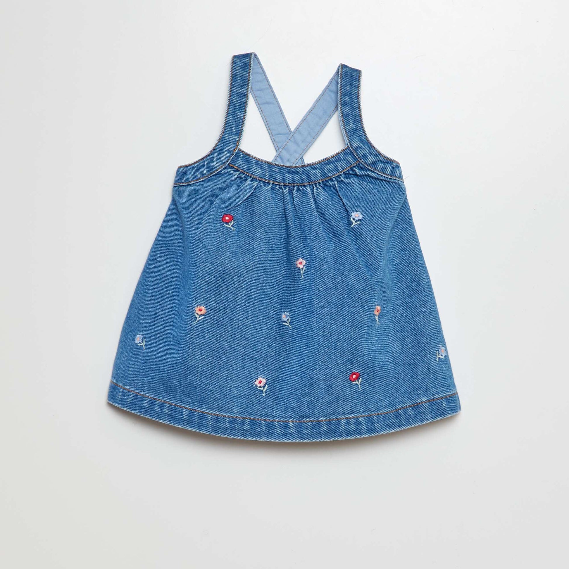 Robe en jean forme chasuble Bleu