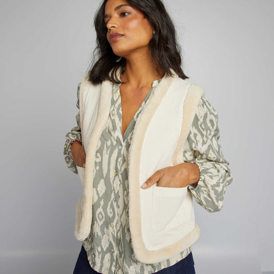 Veste effet moutonné Blanc