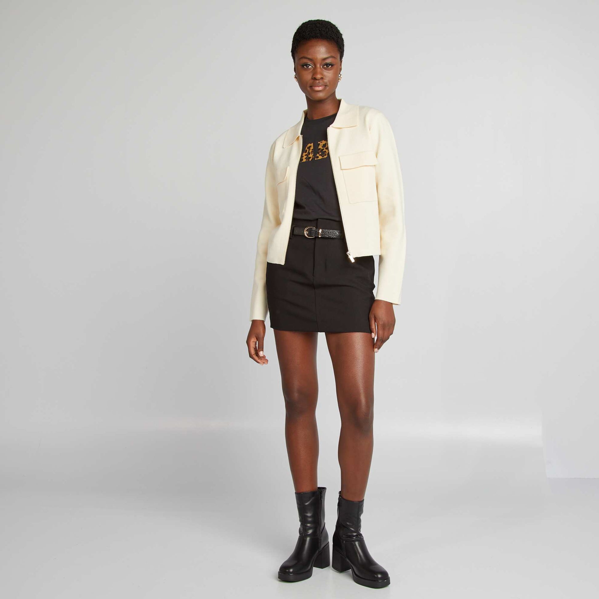Gilet zipp avec col polo Beige