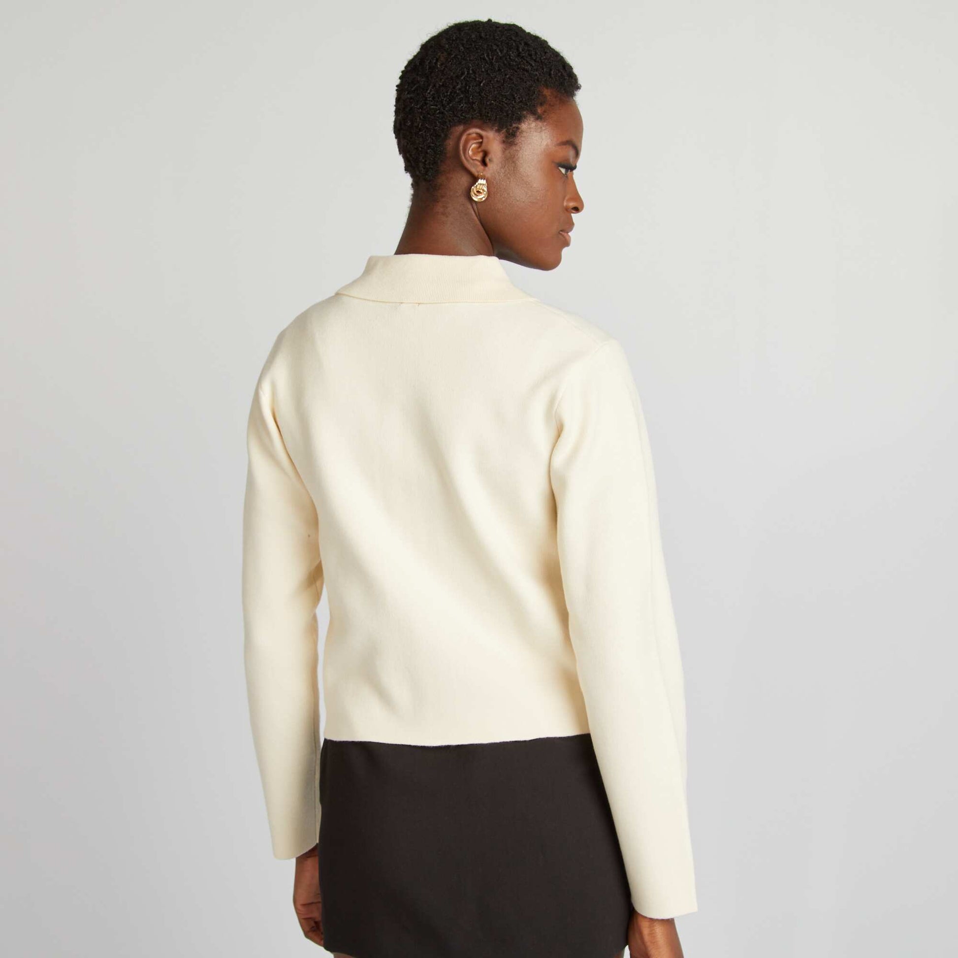 Gilet zipp avec col polo Beige