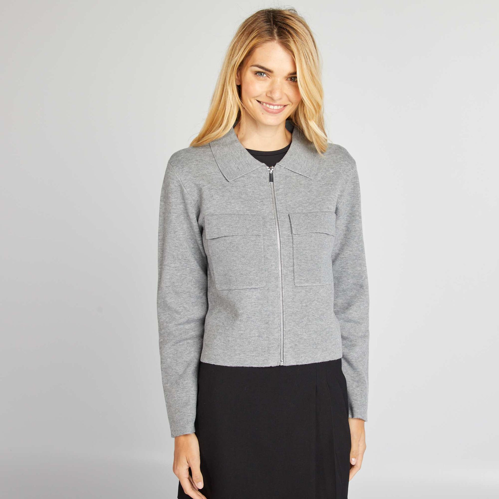 Gilet zippé avec col polo Gris