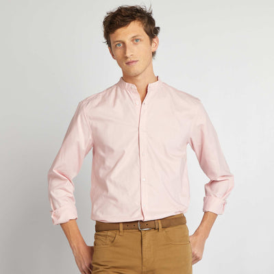 Chemise Oxford avec col mao ROSE
