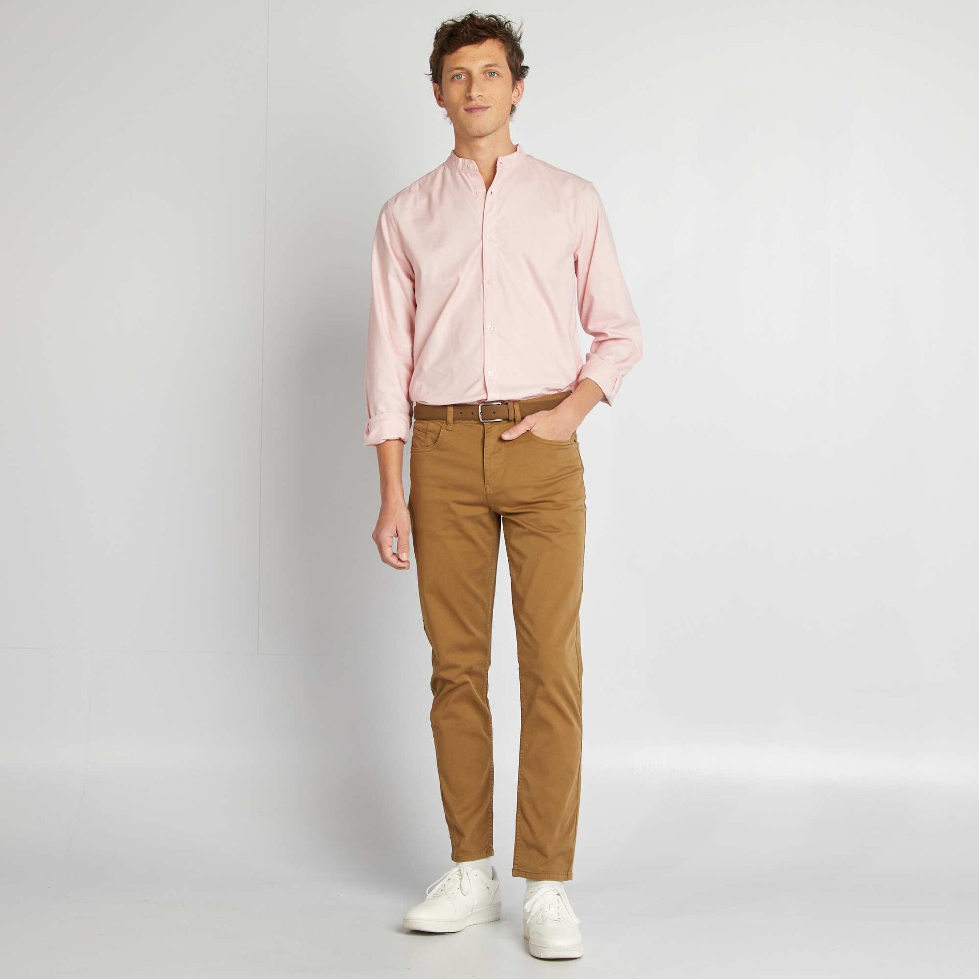 Chemise Oxford avec col mao ROSE