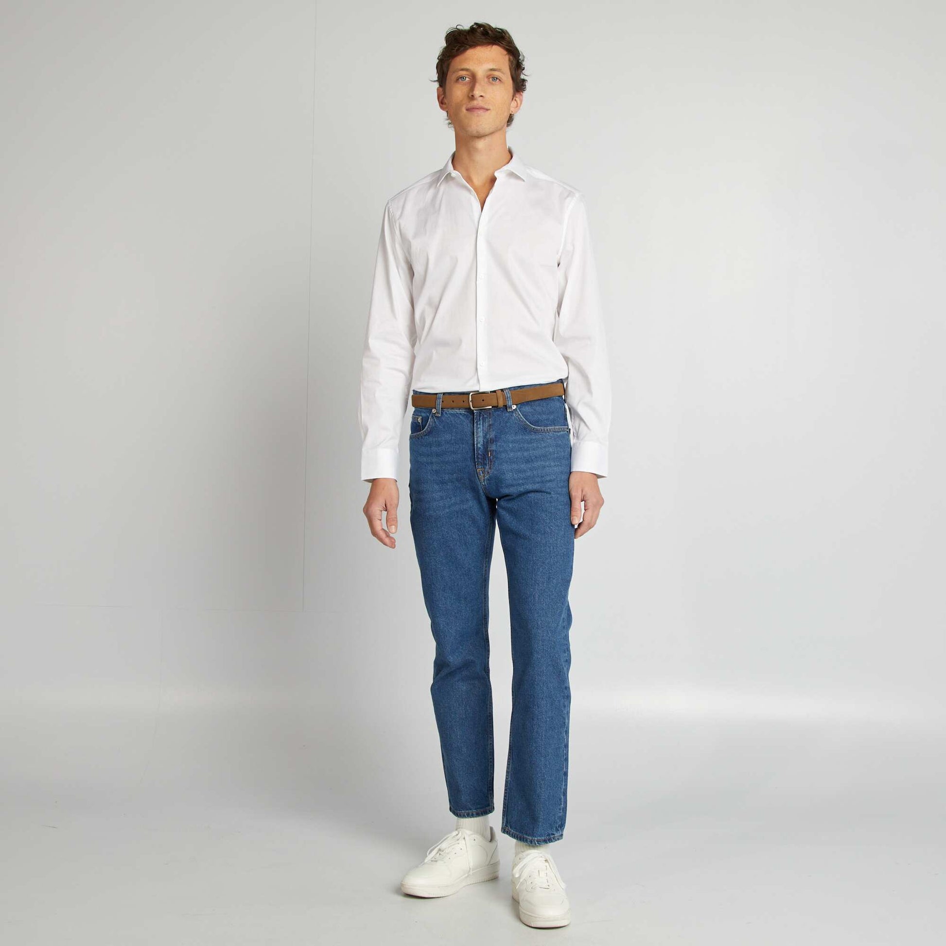 Chemise slim col italien BLANC