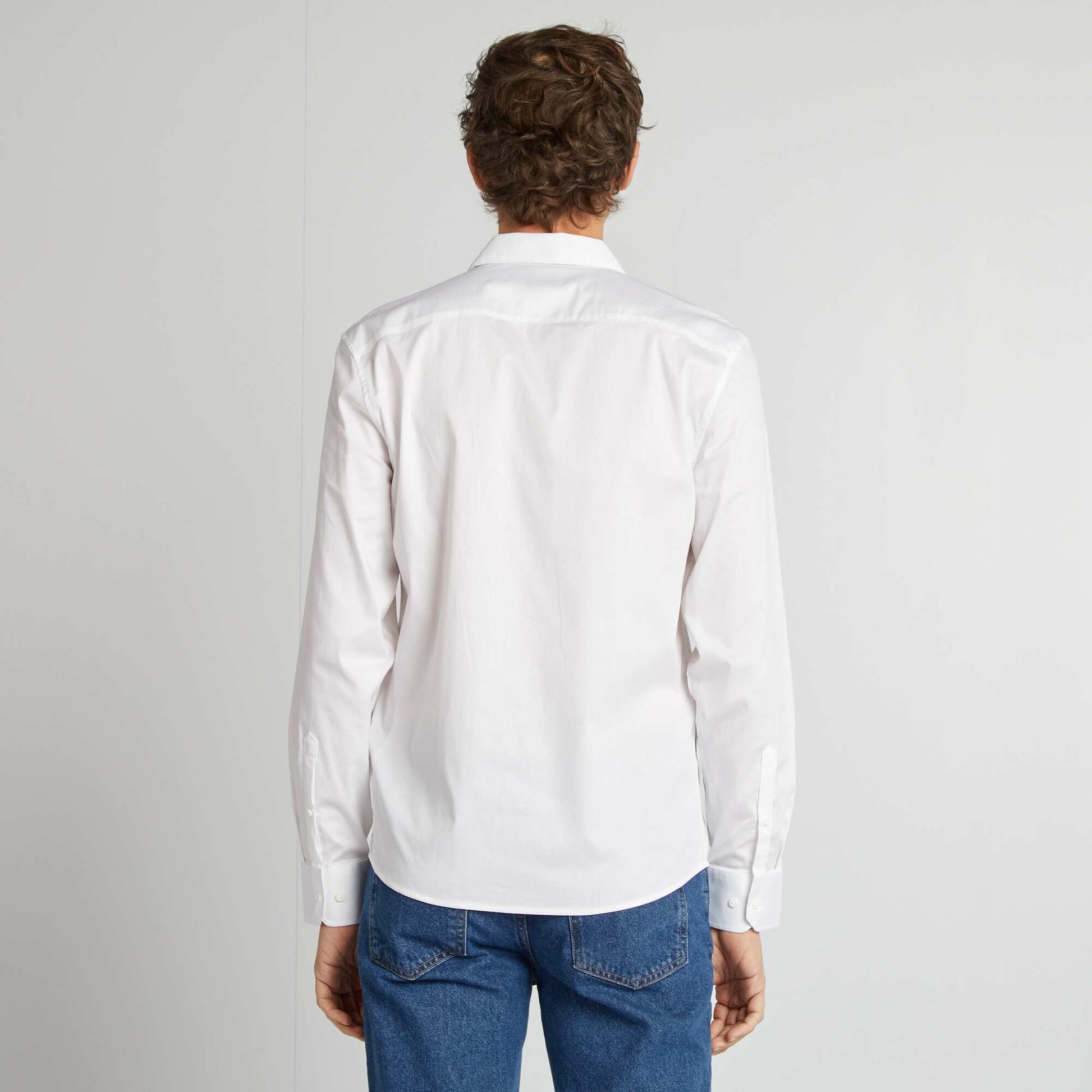 Chemise slim col italien BLANC