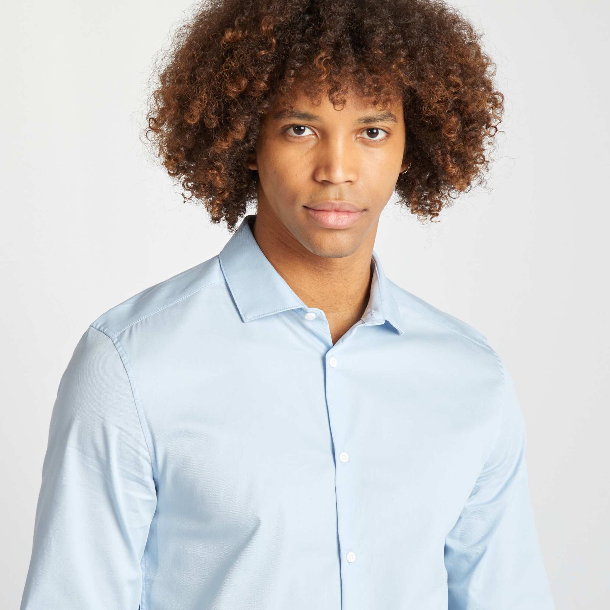 Chemise slim col italien BLEU